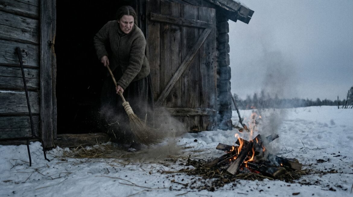 Проводы Святок 18 января: хозяйка выметает избу кочергой, сжигают сор во дворе