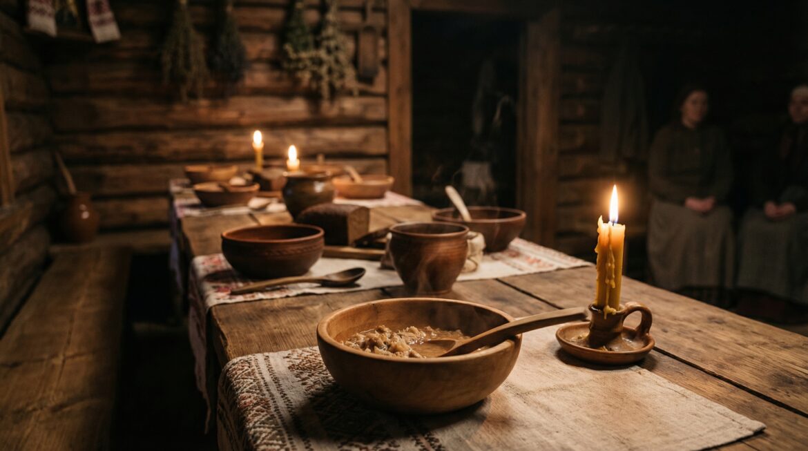 Поминки предков 7 января: стол с лишним местом для Дедов, тёплый свет в избе