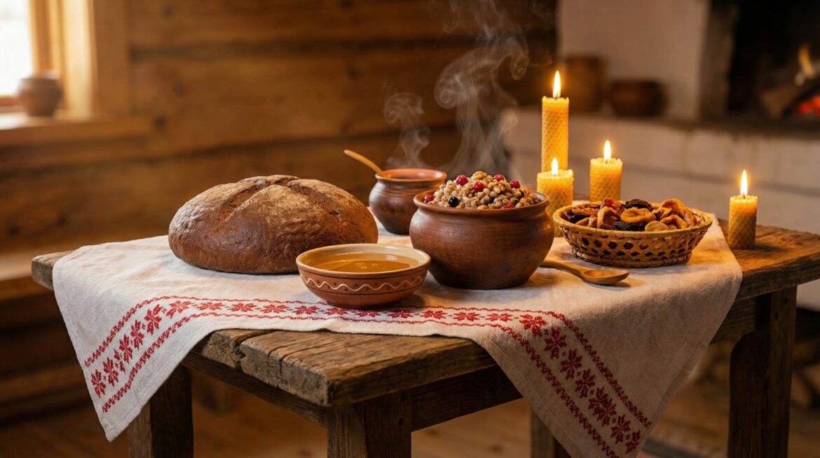 Щедрый стол на Коляду: хлеб, каша, мёд и угощения для гостей и колядников