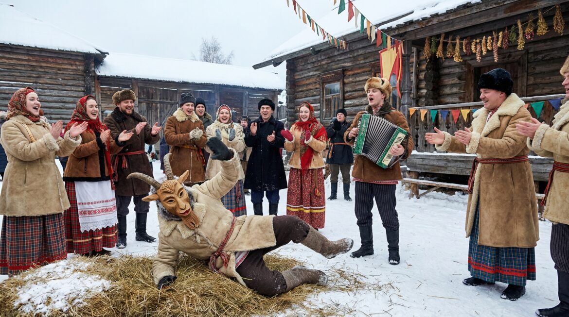 Коза на Коляду: обрядовая игра с &laquo;умиранием и оживлением&raquo; козы во дворе