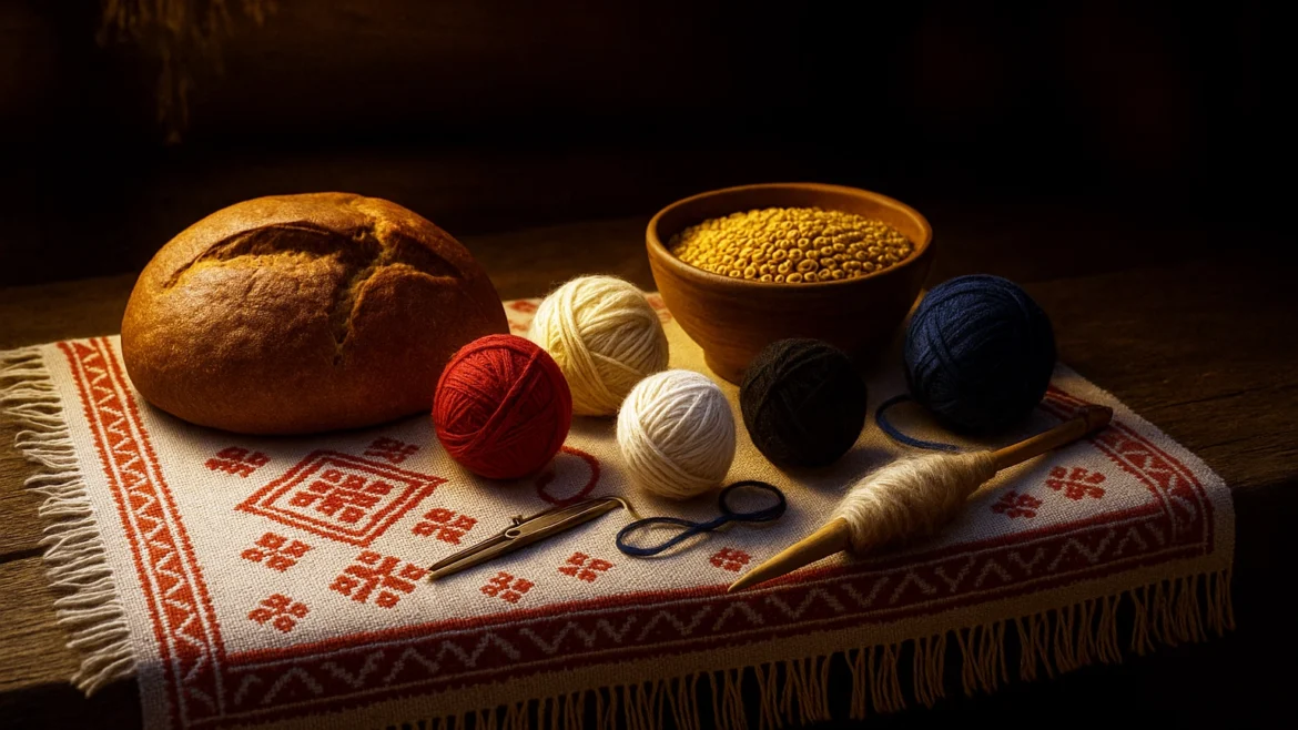 Современный алтарь для молитвы Макоши с традиционными атрибутами