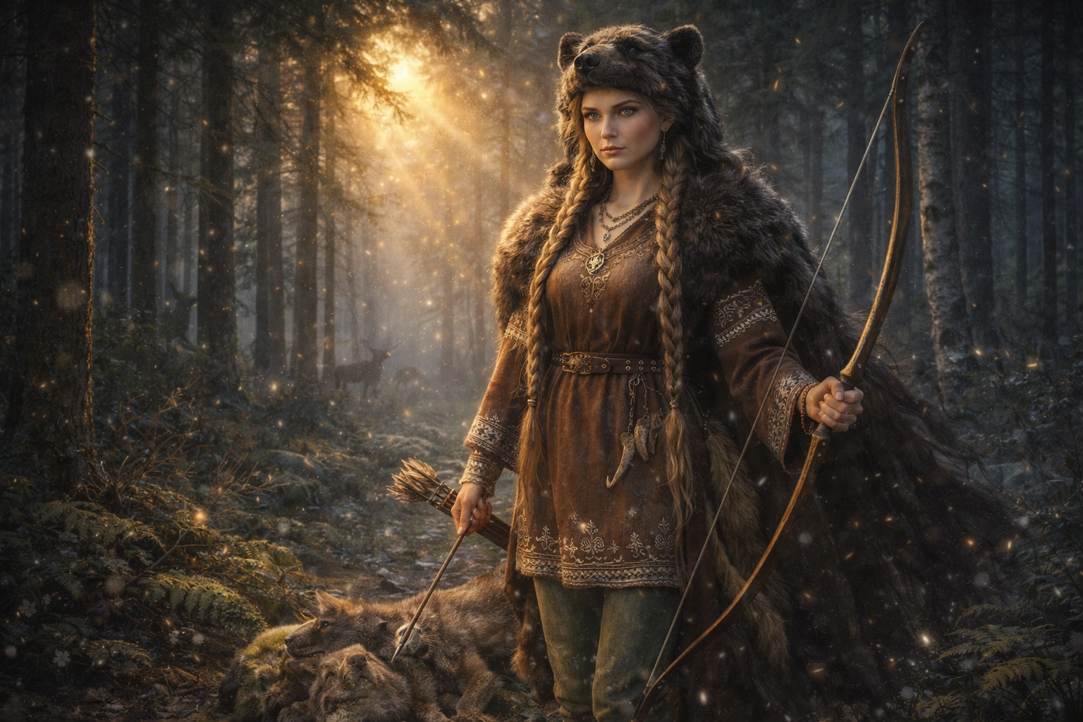 Девана &mdash; Богиня Охоты: лесная тропа, лук и звериный след, хранительница дикой воли