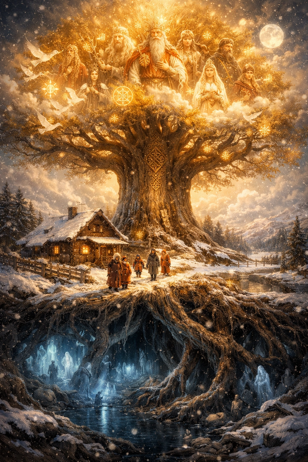 Мировое древо славян - священный символ единства трёх миров Прави, Яви и Нави