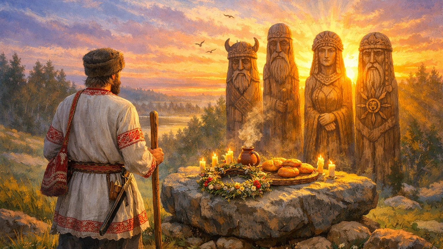 Современное святилище славянских богов в окружении вековых дубов