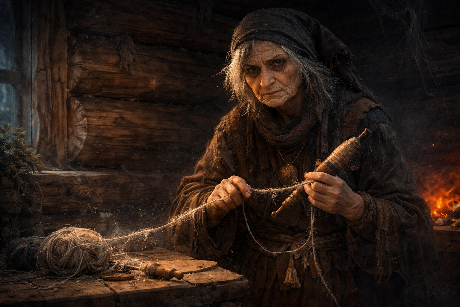 Недоля &ndash; старая седая пряха с каменным веретеном и серой нитью