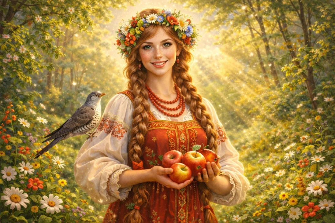 Праздник Богини Живы &mdash; женщины в белых рубахах танцуют вокруг ритуального костра в ночь на 1 мая